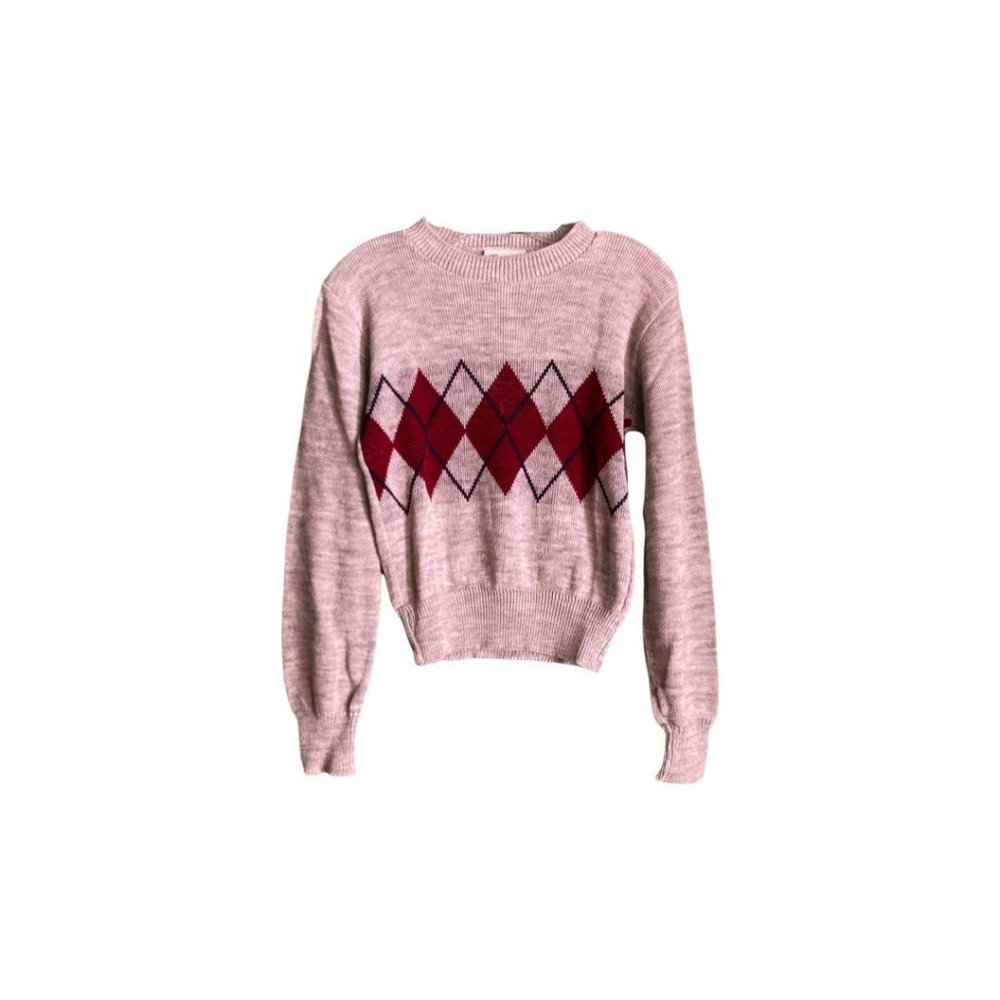 XSmall | Small | vintage 70's Argyle print crop knit sweater